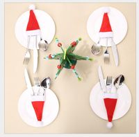 Christmas Decorations Mini Christmas Hat Wine Bottle Set Brushed Cloth Knife Set Nhmv155559 main image 3