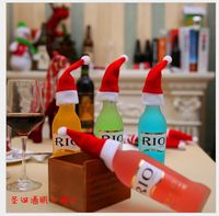 Christmas Decorations Mini Christmas Hat Wine Bottle Set Brushed Cloth Knife Set Nhmv155559 main image 5