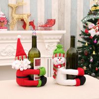 Maison Décorations De Noël Santa Bonhomme De Neige Couverture De Bouteille De Vin De Retenue De Bouteille Bouteille De Vin Pièce Décorations main image 1