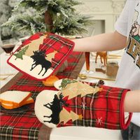 Christmas Decoration Plaid Cloth Insulation Gloves Microwave Oven Gloves Nhmv155572 main image 1