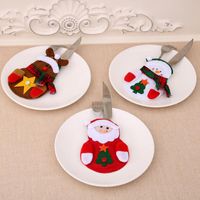 Christmas Decoration New Non-woven Santa Claus Snowman Cutlery Bag Nhmv155573 main image 3