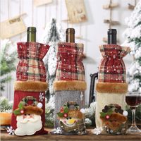 Nouvelles Décorations De Noël Plaid Linge Bouteille Couverture Rouge Vin Champagne Bouteille De Vin Sac New Hot main image 1