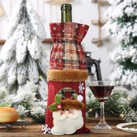 Neue Weihnachts Dekoration Plaid Leinen Weinflaschen Set Rotwein Champagner Weinflaschen Beutel Neues Produkt Heißer Verkauf main image 9