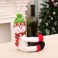 Christmas Home Decorations Santa Snowman Wine Bottle Set Large Bottle Holder Nhmv155566 sku image 2