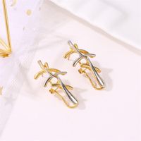 Fashion Cross Irregular Lines Gold And Silver Contrast Color Earrings Nhdp149228 main image 3