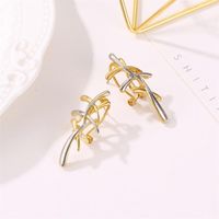 Fashion Cross Irregular Lines Gold And Silver Contrast Color Earrings Nhdp149228 main image 5