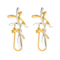 Fashion Cross Irregular Lines Gold And Silver Contrast Color Earrings Nhdp149228 main image 6