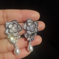 Fashion Camellia Micro Zircon Pearl Earrings Nhbr149238 main image 3