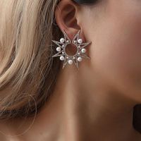 Fashion Geometric Exaggerated Pearl Artificial Gemstone Earrings Nhdp149290 main image 2