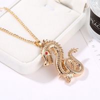 Exquisite Vintage Zodiac Dragon Flash Diamond Necklace Nhdp149305 main image 5