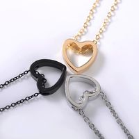 Korean Style Hollow Heart Love Heart Heart Couple Stainless Steel Color Necklace Nhdp149373 main image 1