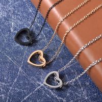 Korean Style Hollow Heart Love Heart Heart Couple Stainless Steel Color Necklace Nhdp149373 main image 5