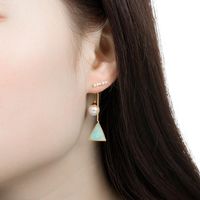 Fashion Flash Diamond Pearl Triangle Oil Rear Hanging Earrings Nhdp149391 main image 4