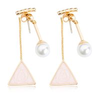 Fashion Flash Diamond Pearl Triangle Oil Rear Hanging Earrings Nhdp149391 main image 6