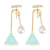 Fashion Flash Diamond Pearl Triangle Oil Rear Hanging Earrings Nhdp149391 main image 7