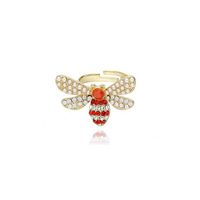 Stylish Diamond-plated Bee Crystal Open Gold-plated Ring Nhot149486 main image 6