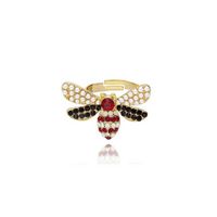 Stylish Diamond-plated Bee Crystal Open Gold-plated Ring Nhot149486 main image 12