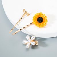 Fashion Pearl Sunflower Hair Clip Set Nhln149505 main image 1