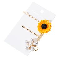 Fashion Pearl Sunflower Hair Clip Set Nhln149505 main image 3