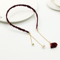 Simple Fake Earrings Headband Flower Pearl Necklace Nhdp149426 sku image 1