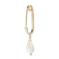 Fashion Diamond Pearl Brooch Gold And Silver Earrings Nhot149454 sku image 1