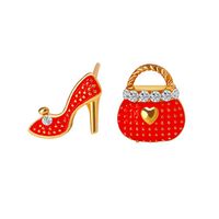 Fashion Bag High Heels Asymmetric Diamond Stud Earrings Nhdp155619 main image 1