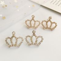 Small Rhinestone Shiny Crown Stud Earrings Nhdp155627 main image 1