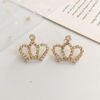 Small Rhinestone Shiny Crown Stud Earrings Nhdp155627 main image 3