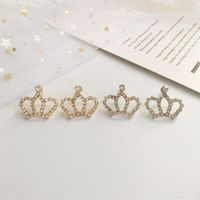 Small Rhinestone Shiny Crown Stud Earrings Nhdp155627 main image 4