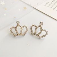 Small Rhinestone Shiny Crown Stud Earrings Nhdp155627 main image 5