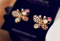 Fashion Pearl Butterfly Hollow Color Diamond Stud Earrings Nhdp155659 main image 4