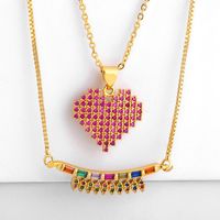 Heart-shaped Adjustable Necklace With Colored Diamonds Nhas155709 main image 1