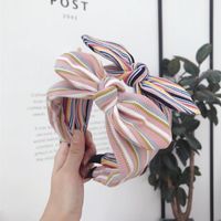Knitted Fabric Color Striped Bow Headband Nhsm155746 main image 3
