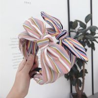 Knitted Fabric Color Striped Bow Headband Nhsm155746 main image 1