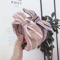 Knitted Fabric Color Striped Bow Headband Nhsm155746 main image 4