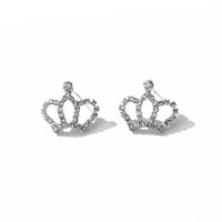 Small Rhinestone Shiny Crown Stud Earrings Nhdp155627 sku image 1