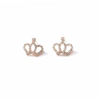 Small Rhinestone Shiny Crown Stud Earrings Nhdp155627 sku image 2