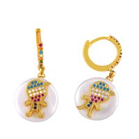 Natural Shell Pearl Color Zircon Earrings Nhas155640 sku image 1