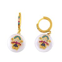 Japonais Et Coréen Creative Personnalité Simplicité Baroque Perle Gouttes Pour Les Oreilles Micro-incrusté Couleur Zircon Garçons Et Filles Gouttes Pour Les Oreilles Err51 sku image 2