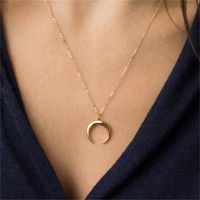 Fashion Plated Gold And Silver Crescent Pendant Necklace Nhcu149800 main image 3