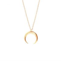 Fashion Plated Gold And Silver Crescent Pendant Necklace Nhcu149800 main image 2