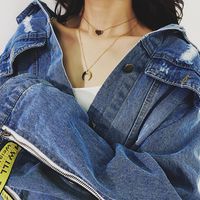 Fashion Plated Gold And Silver Crescent Pendant Necklace Nhcu149800 main image 5