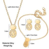 Fashion Alloy Fruit Openwork Pineapple Necklace Stud Earrings 3 Pics Set Nhcu149806 main image 4