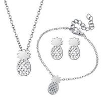 Fashion Alloy Fruit Openwork Pineapple Necklace Stud Earrings 3 Pics Set Nhcu149806 main image 5