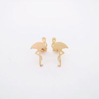 Hand-drawing Red-crowned Crane Alloy Plating Stud Earrings Gold And Silver Rose Golden Nhcu149815 main image 6