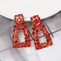 New Geometric Color Diamond-studded Hollow Earrings Nhjj149817 main image 1