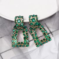 New Geometric Color Diamond-studded Hollow Earrings Nhjj149817 main image 4