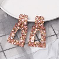 New Geometric Color Diamond-studded Hollow Earrings Nhjj149817 main image 5