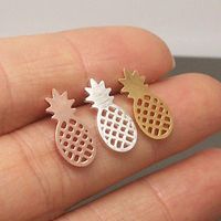 Fashion Hollow Brushed Pineapple Alloy Plating Stud Earrings Nhcu149831 main image 2