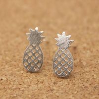 Fashion Hollow Brushed Pineapple Alloy Plating Stud Earrings Nhcu149831 main image 4